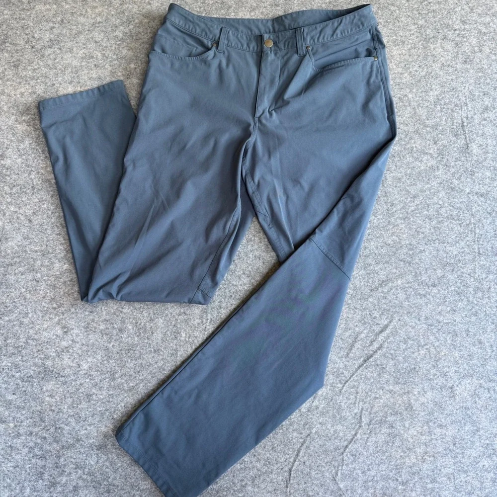 Lululemon Commission Pant Classic Mens 34x32 Blue Gray Technical Stretch Chino
